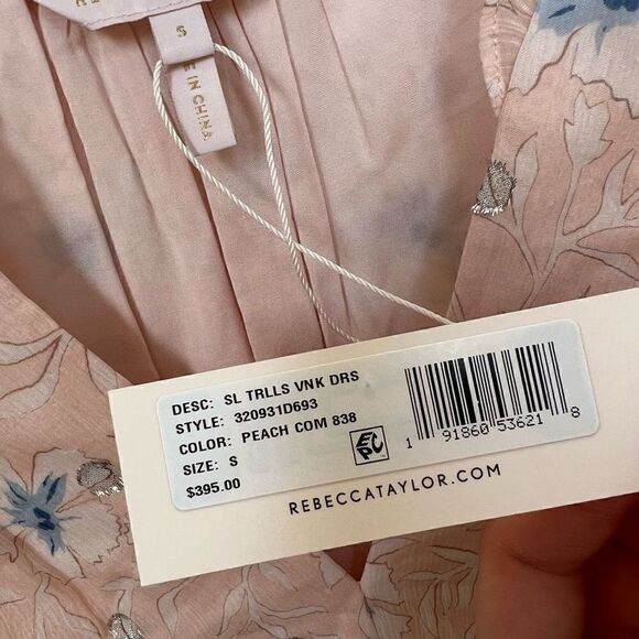 NWT Rebecca Taylor Silk Ruffle V Neck Mini Dress Pastel Pink Floral size S - Picture 6 of 13